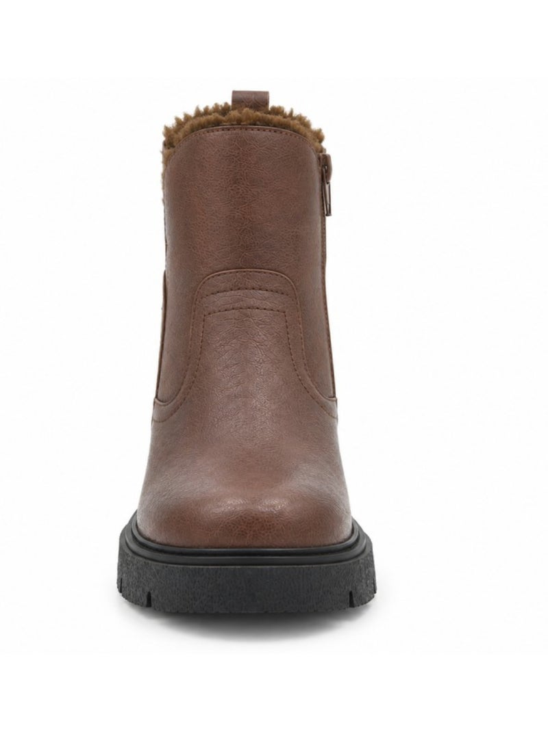 Botin casual cuero purapiel Marrón - Kiabi