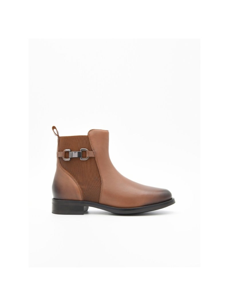 Botin casual cuero purapiel Marrón - Kiabi