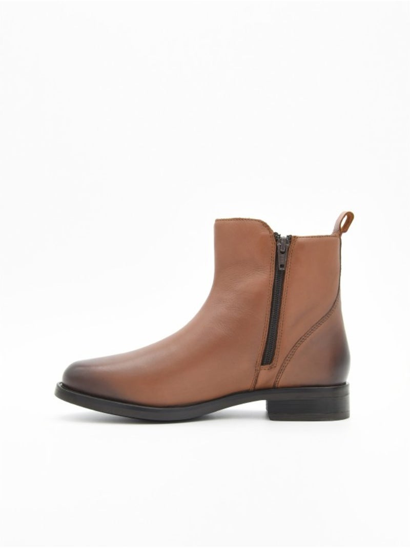 Botin casual cuero purapiel Marrón - Kiabi