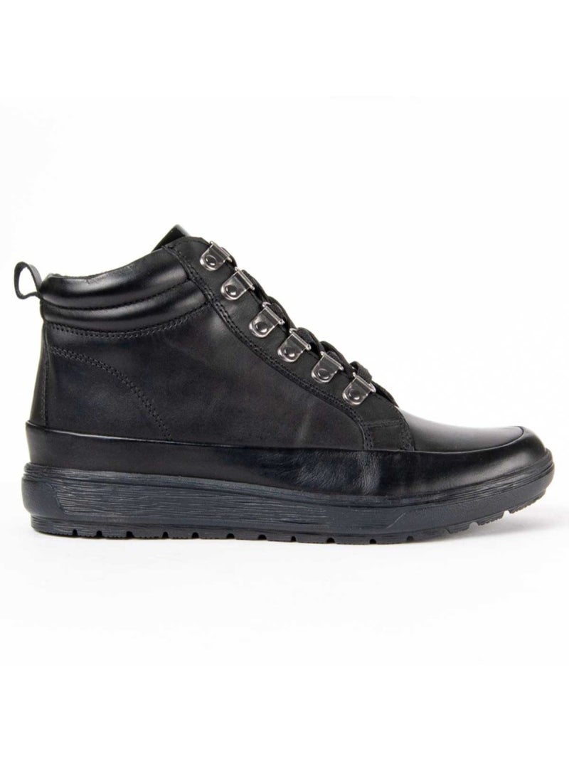Botin Casual Cuero Purapiel Negro - Kiabi