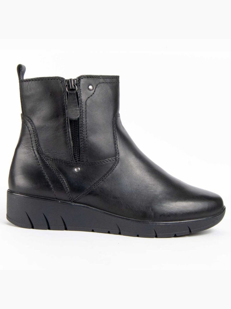 Botin Casual Cuero Purapiel Negro - Kiabi