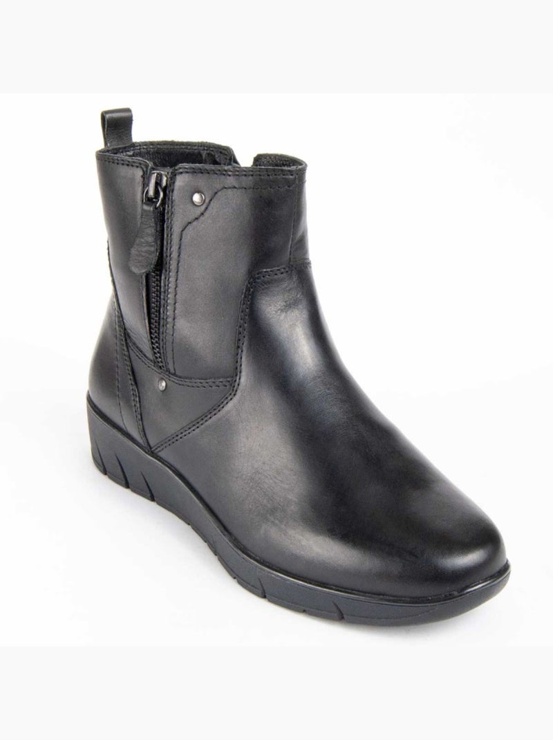 Botin Casual Cuero Purapiel Negro - Kiabi