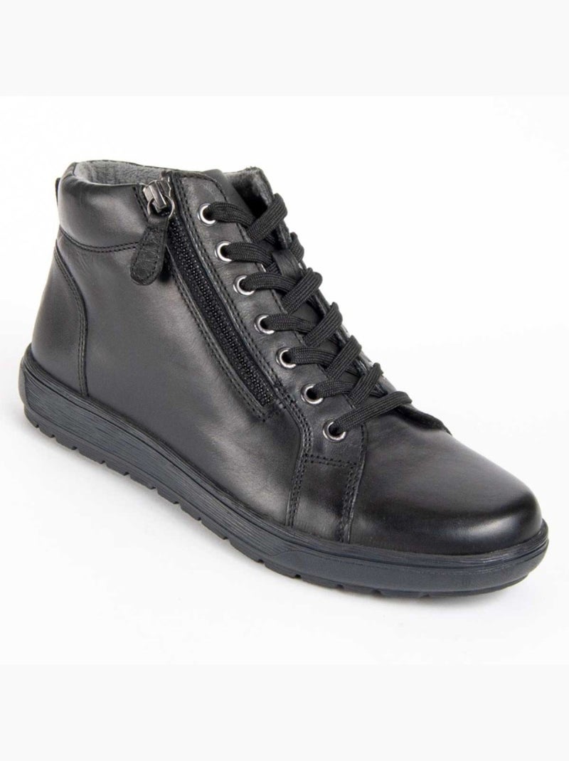 Botin Casual Cuero Purapiel Negro - Kiabi