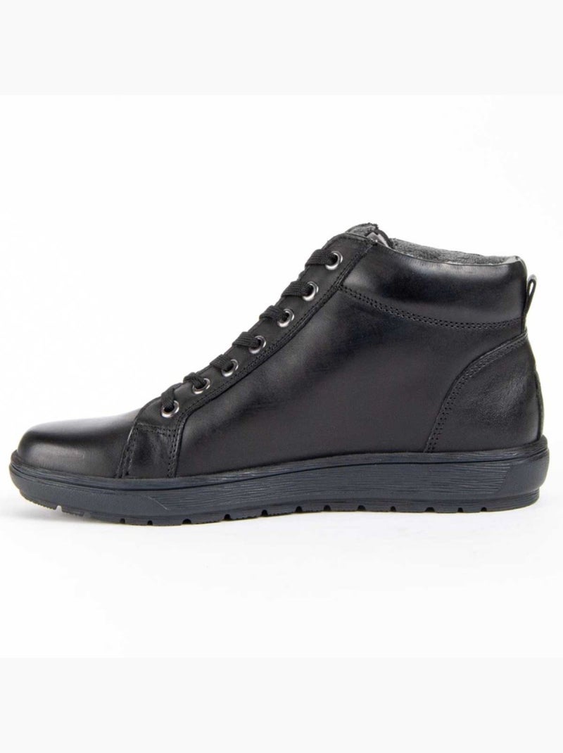 Botin Casual Cuero Purapiel Negro - Kiabi