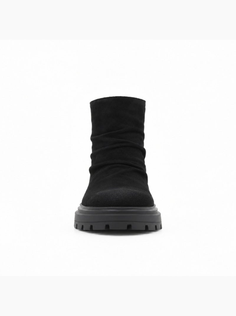 Botin casual cuero purapiel Negro - Kiabi