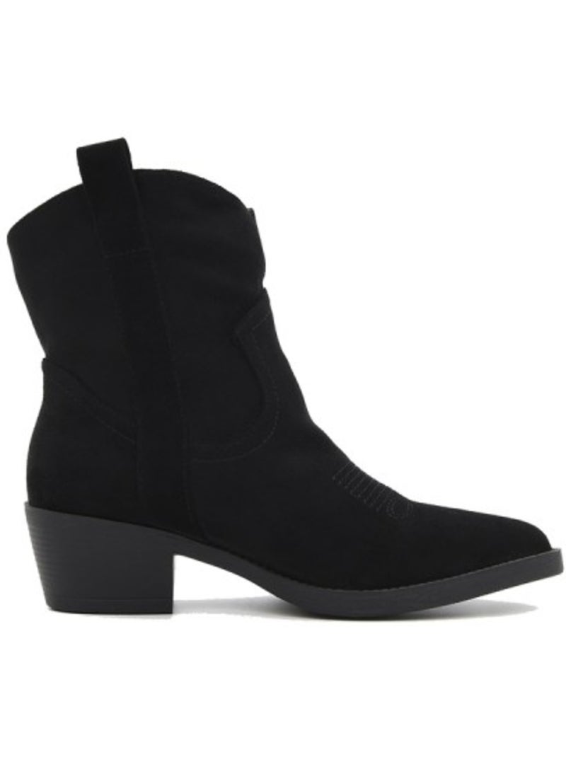 Botin casual cuero purapiel Negro - Kiabi