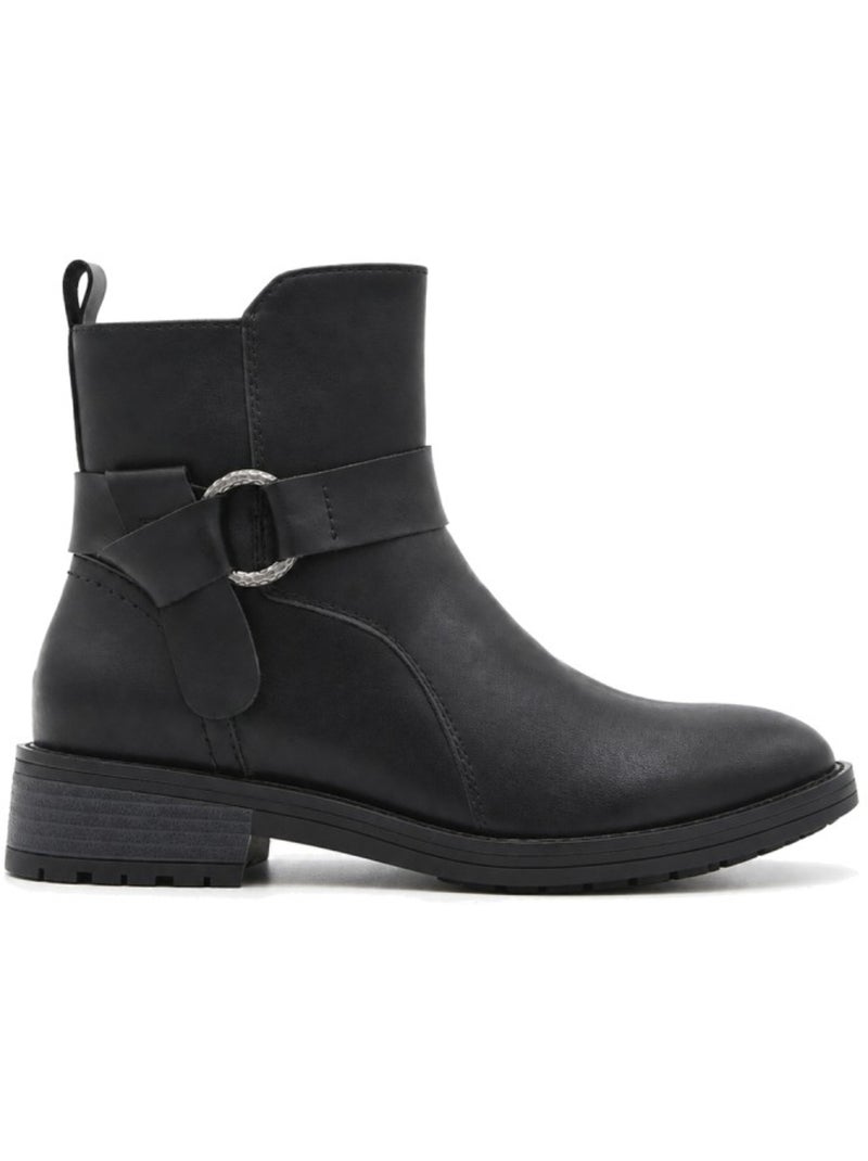 Botin casual cuero purapiel Negro - Kiabi