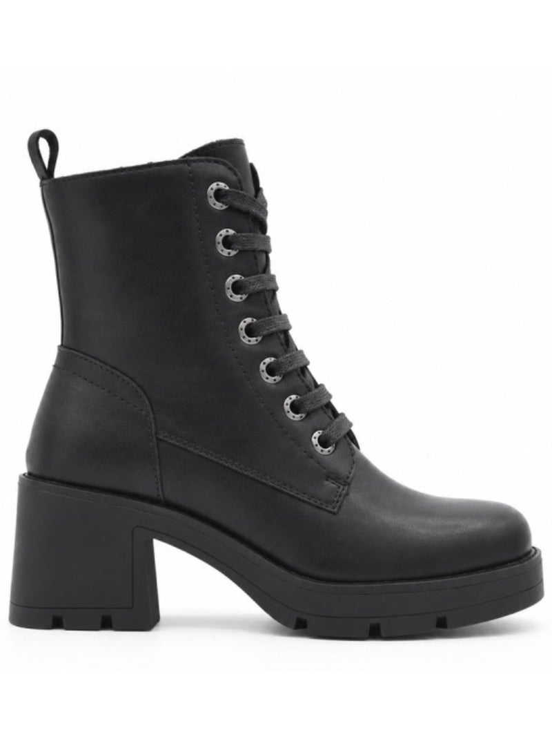 Botin casual cuero purapiel Negro - Kiabi