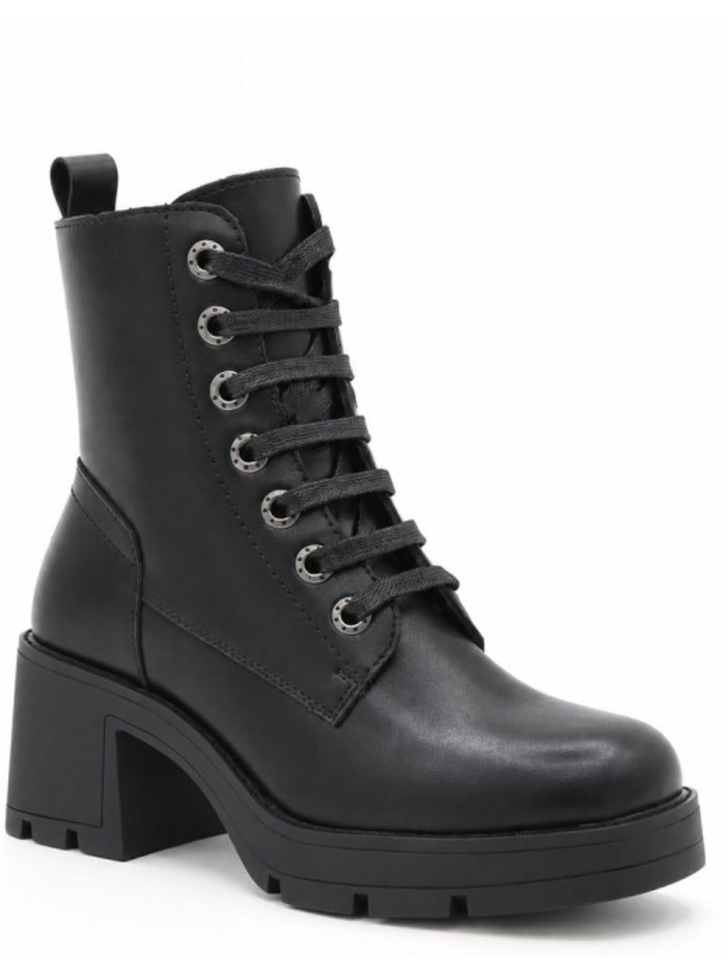 Botin casual cuero purapiel Negro - Kiabi