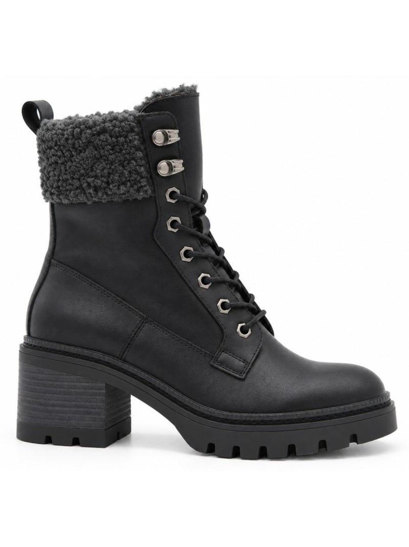 Botin casual cuero purapiel Negro - Kiabi