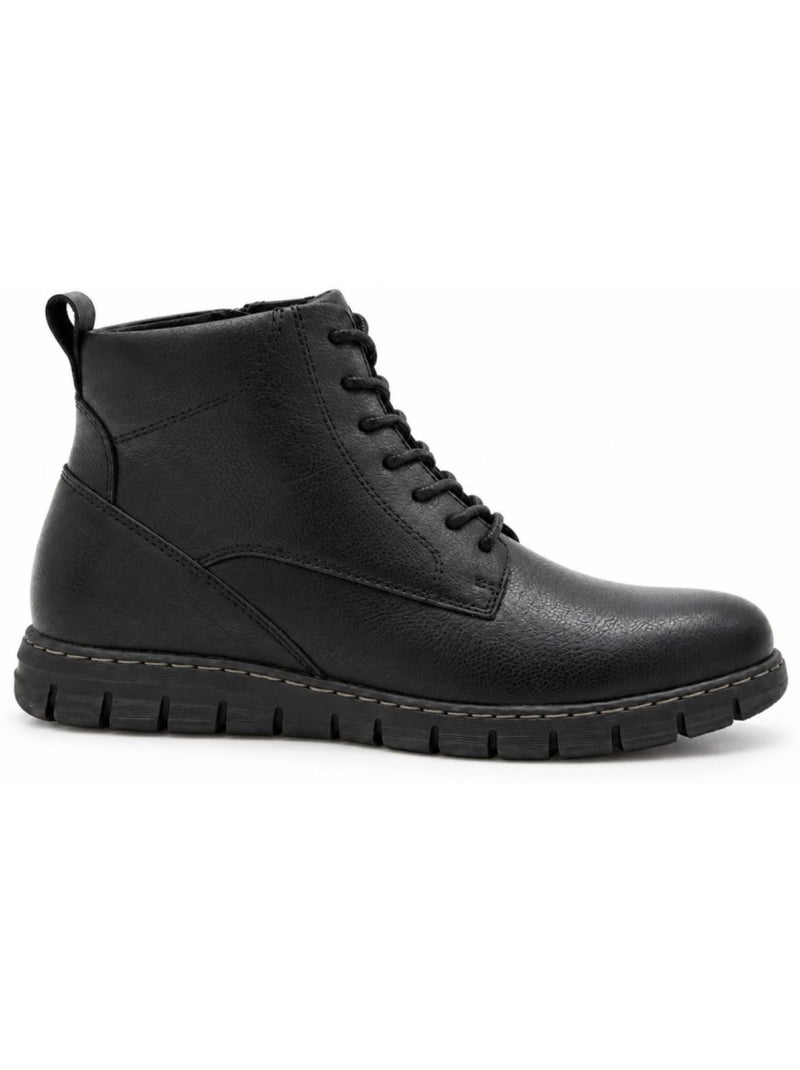 Botin casual cuero purapiel Negro - Kiabi