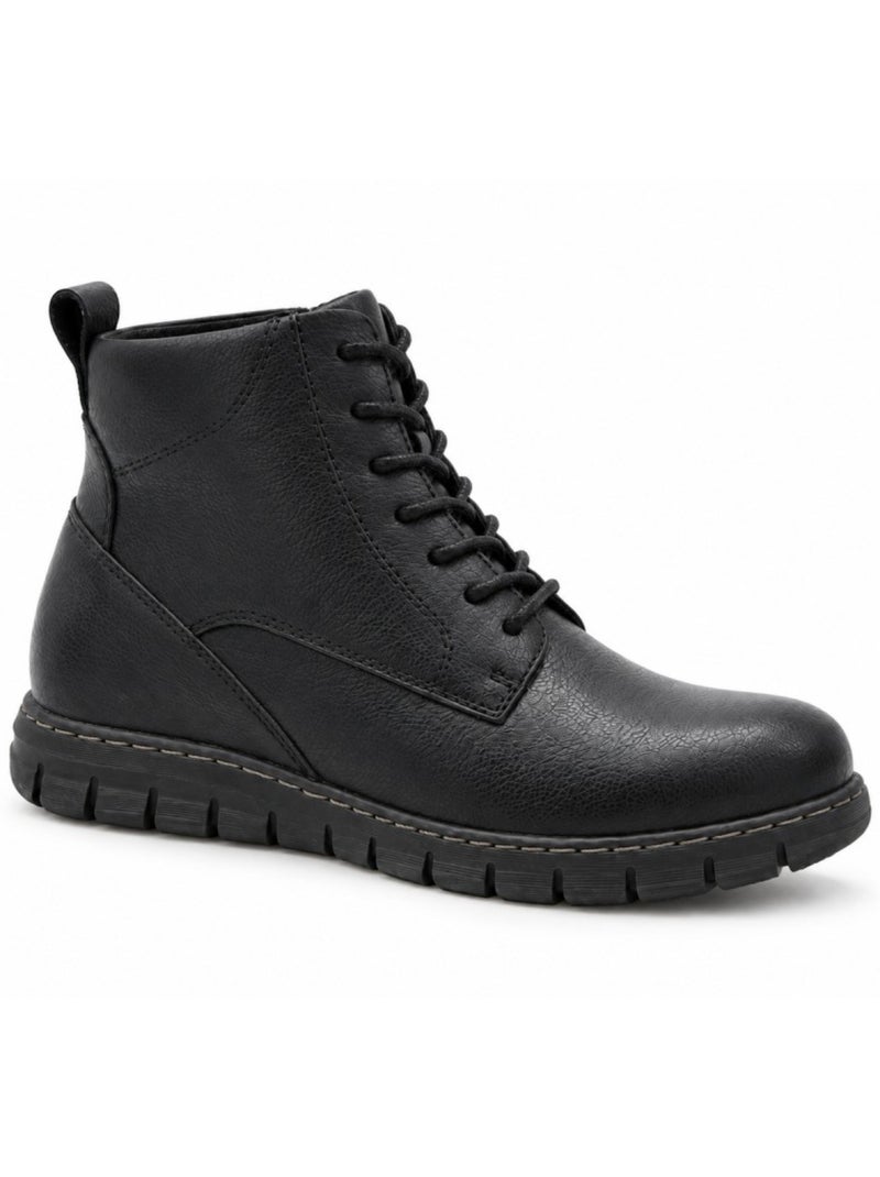 Botin casual cuero purapiel Negro - Kiabi