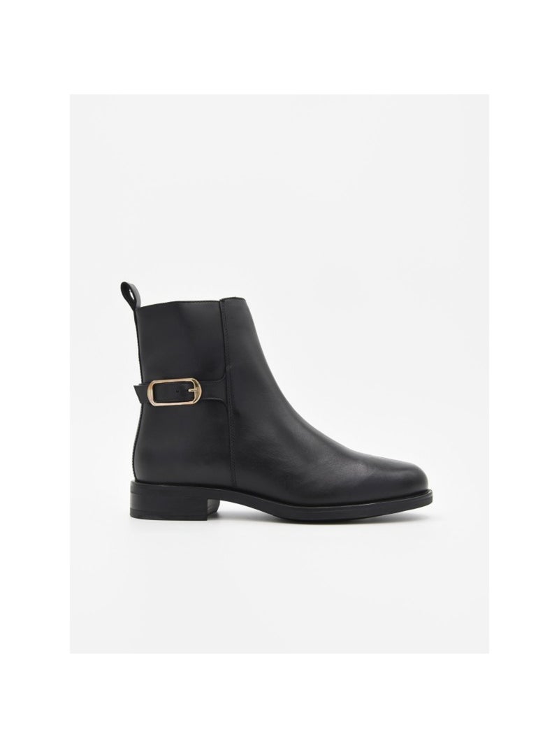 Botin Casual Cuero Purapiel Negro - Kiabi