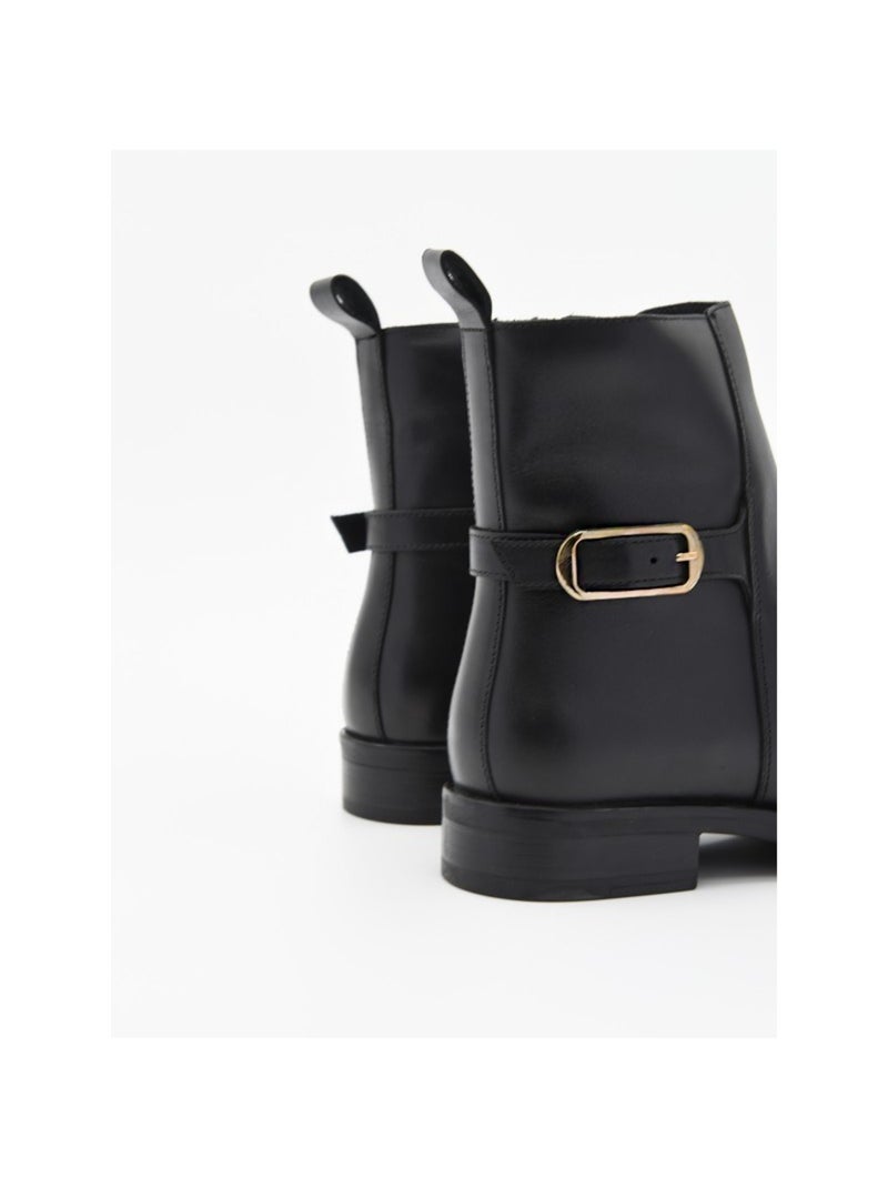 Botin Casual Cuero Purapiel Negro - Kiabi
