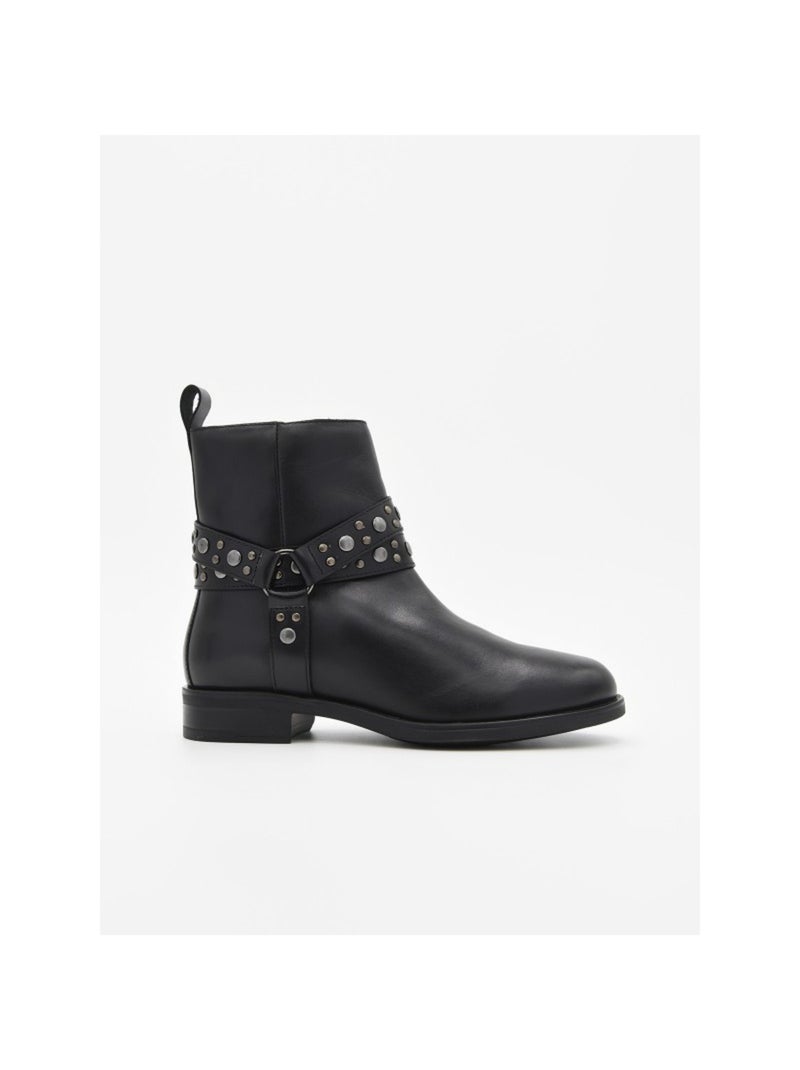 Botin Casual Cuero Purapiel Negro - Kiabi