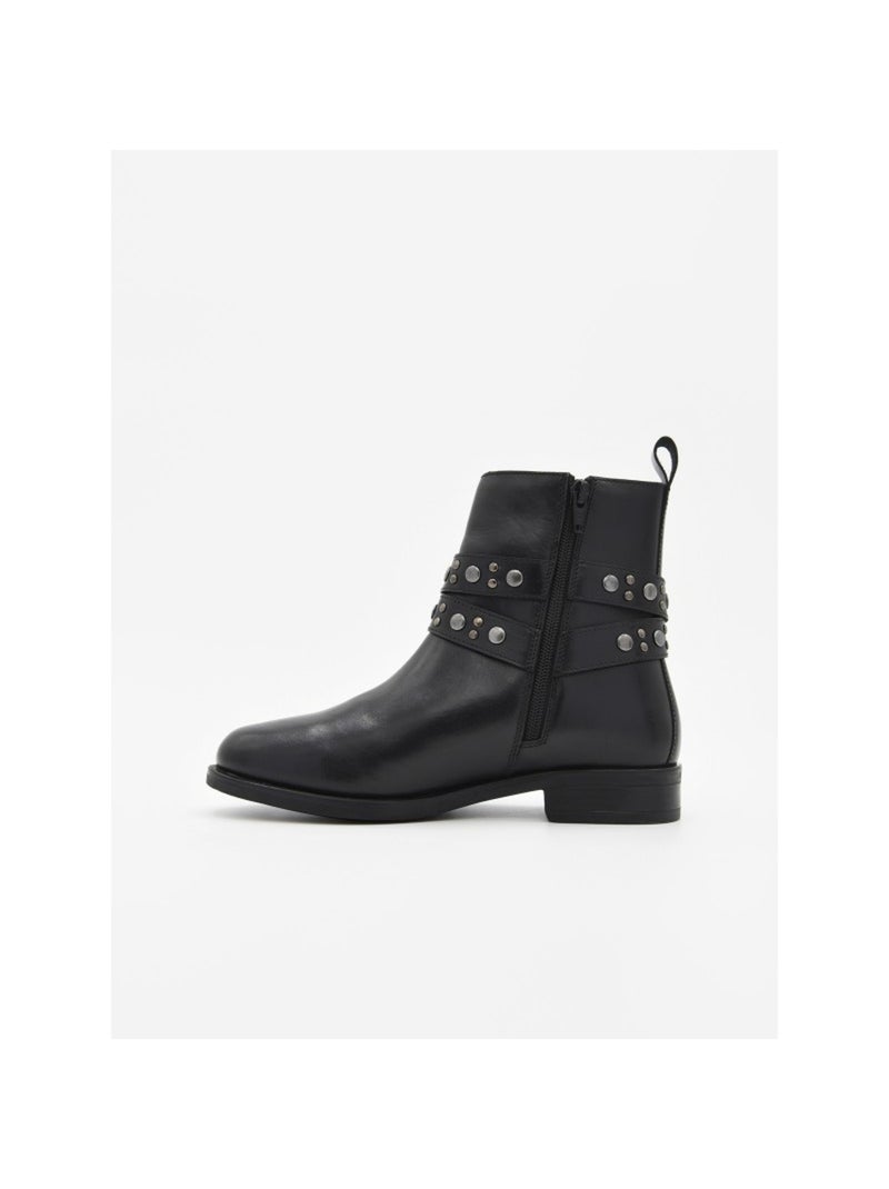 Botin Casual Cuero Purapiel Negro - Kiabi