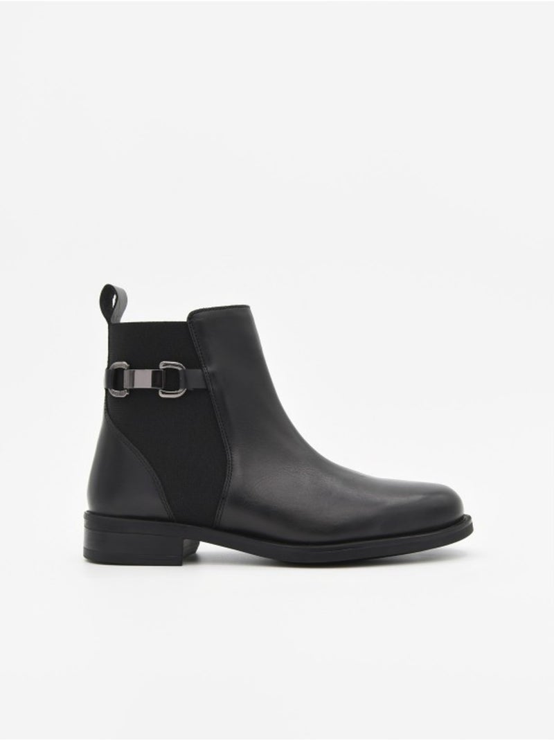 Botin Casual Cuero Purapiel Negro - Kiabi