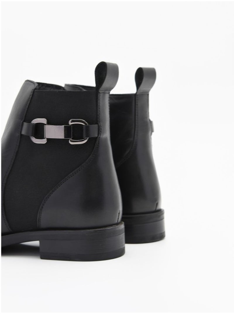 Botin Casual Cuero Purapiel Negro - Kiabi