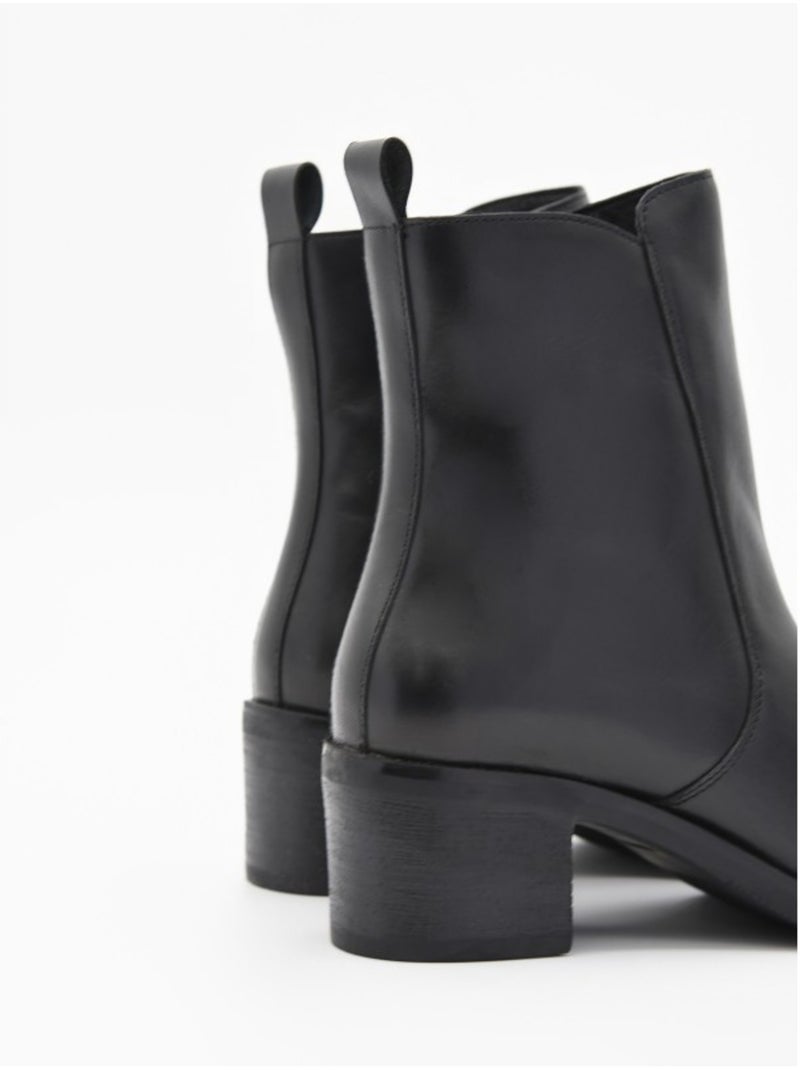 Botin Casual Cuero Purapiel Negro - Kiabi