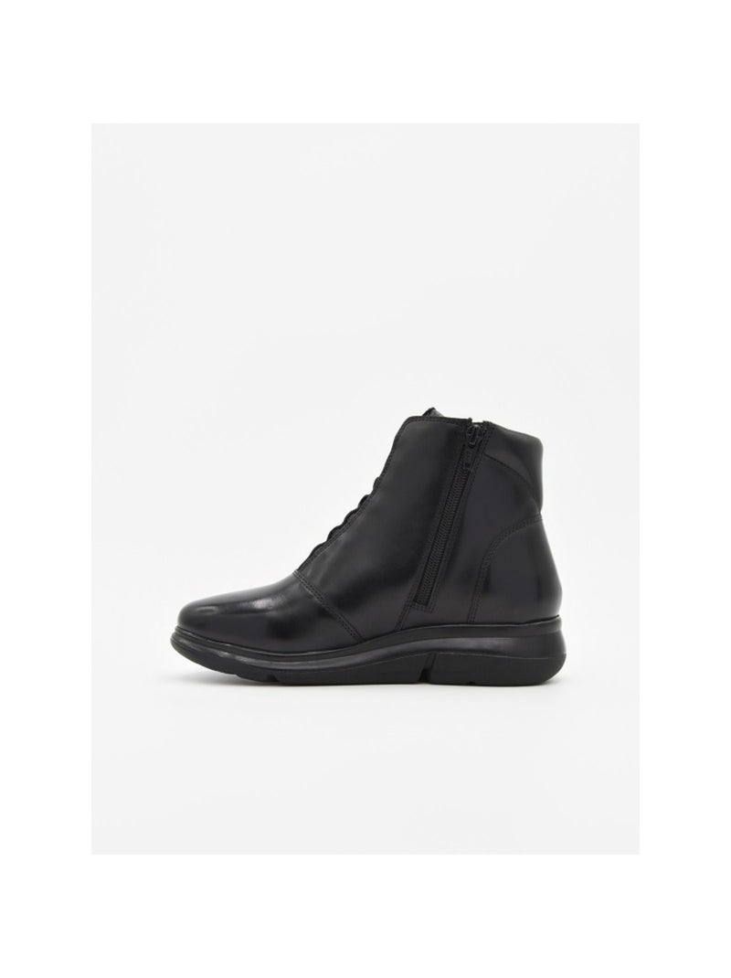 Botin casual cuero purapiel Negro - Kiabi