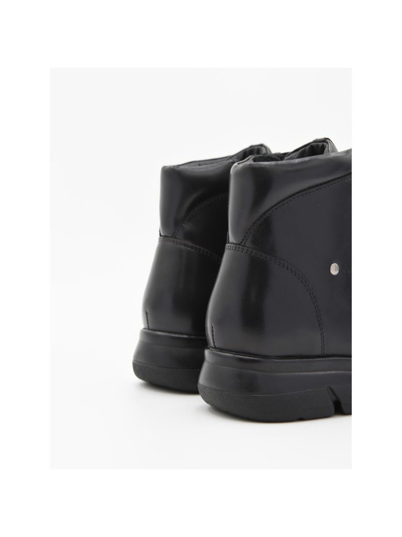 Botin casual cuero purapiel Negro - Kiabi