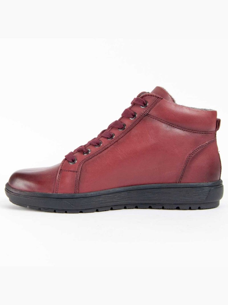 Botin Casual Cuero Purapiel Rojo - Kiabi