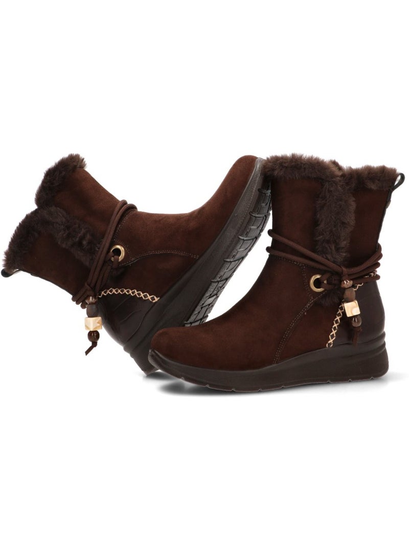 Botin cómodas mujer cuña media - amarpies Marrón - Kiabi