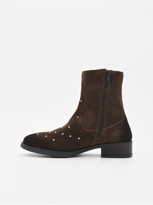 Botín con tacón Purapiel Bro color marrón - Kiabi