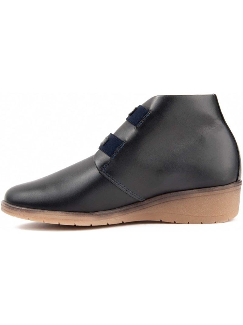 Botin Cuña Cuero Purapiel Azul - Kiabi