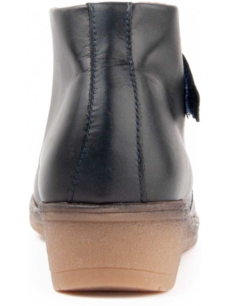 Botin Cuña Cuero Purapiel Azul - Kiabi