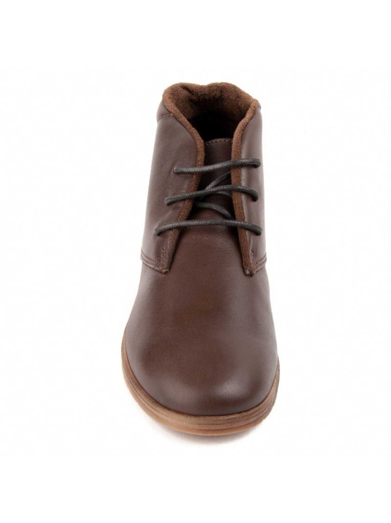 Botin Cuña Cuero Purapiel Marrón - Kiabi