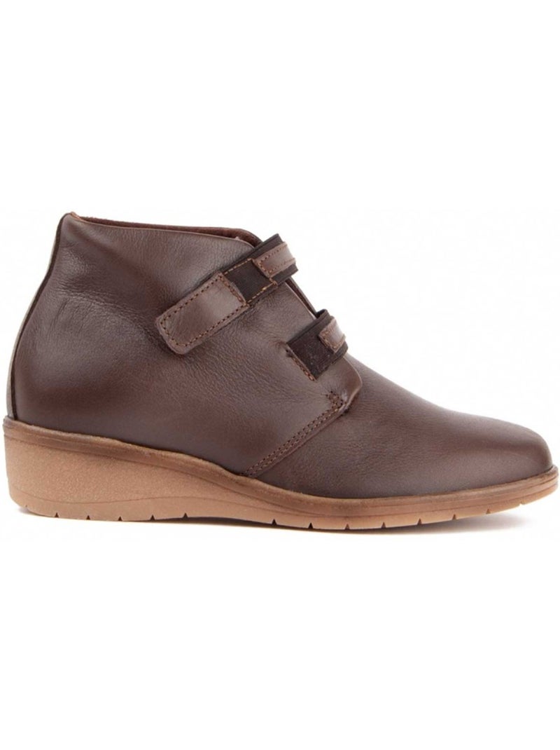 Botin Cuña Cuero Purapiel Marrón - Kiabi