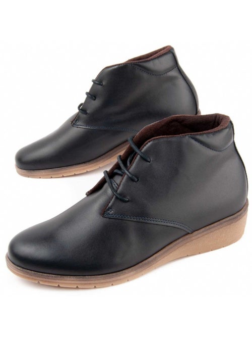 Botín De Piel Con Cuña Para Mujer. Purapiel Akila - Kiabi