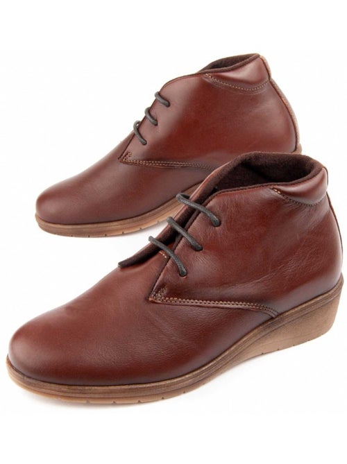 Botín De Piel Con Cuña Para Mujer. Purapiel Akila - Kiabi