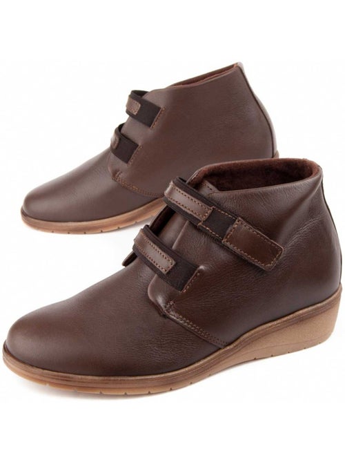 Botín De Piel Con Cuña Para Mujer. Purapiel Akilav - Kiabi