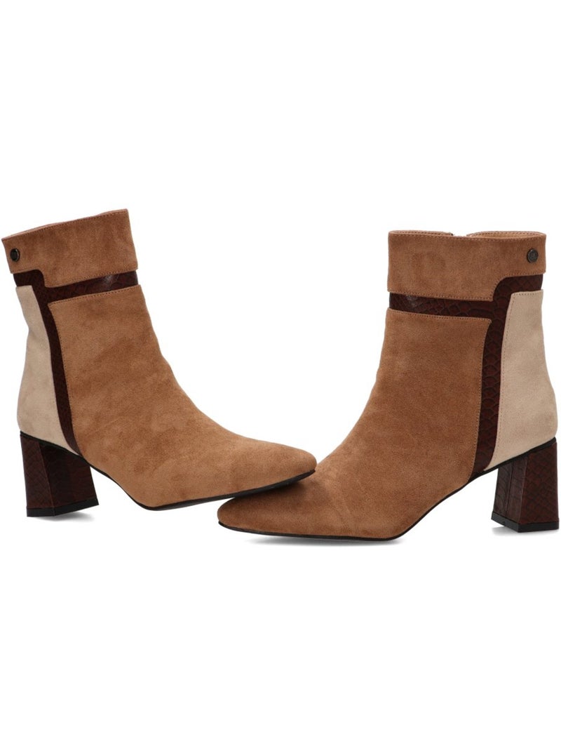Botin diario mujer tacón alto - luna collection Camel - Kiabi
