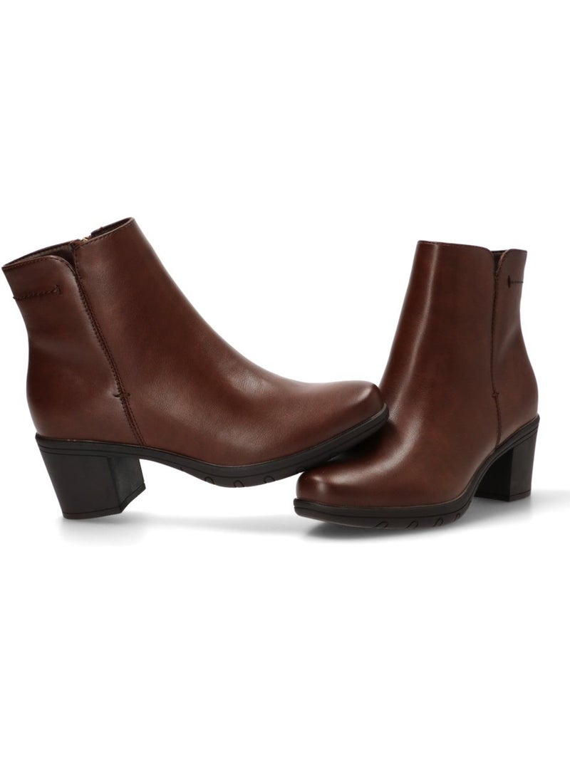 Botin diario mujer tacón medio - traviata Marrón - Kiabi