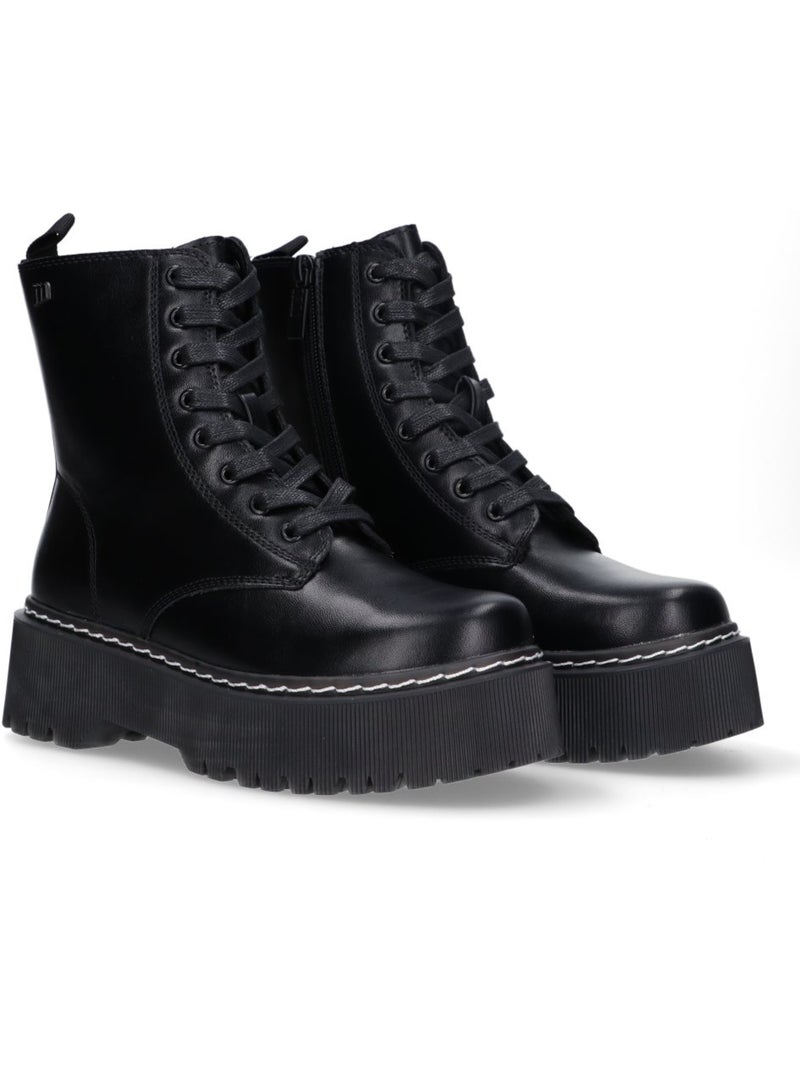 Botin Militar Mujer Suela Doble - Mustang Negro - Kiabi