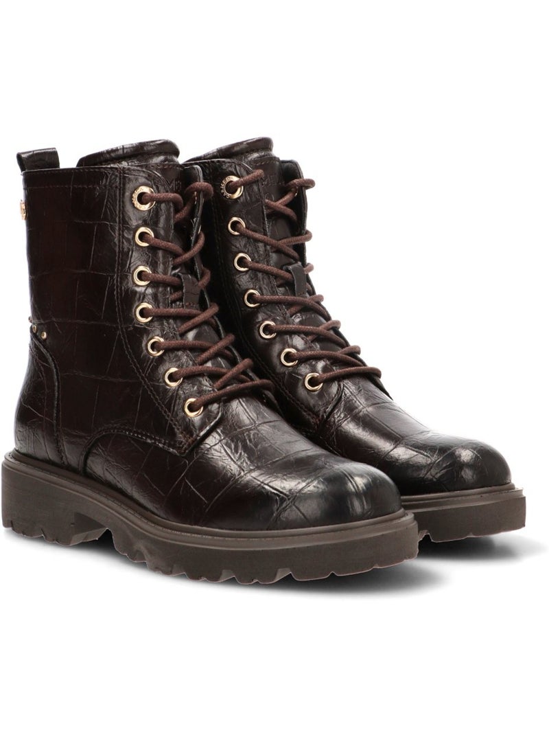 Botin militar mujer suela plana - carmela Marrón - Kiabi