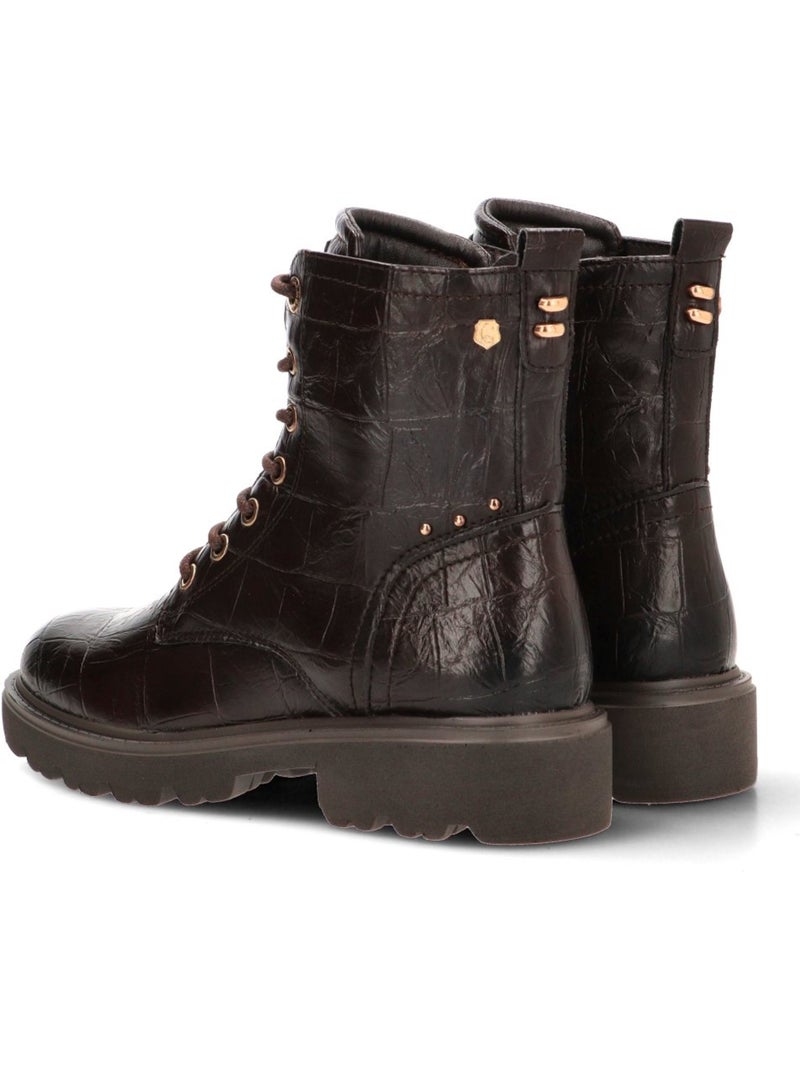 Botin militar mujer suela plana - carmela Marrón - Kiabi
