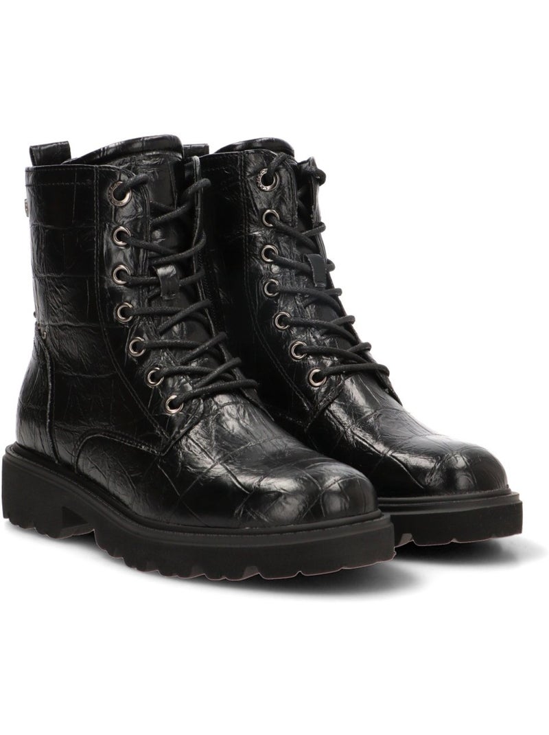 Botin militar mujer suela plana - carmela Negro - Kiabi
