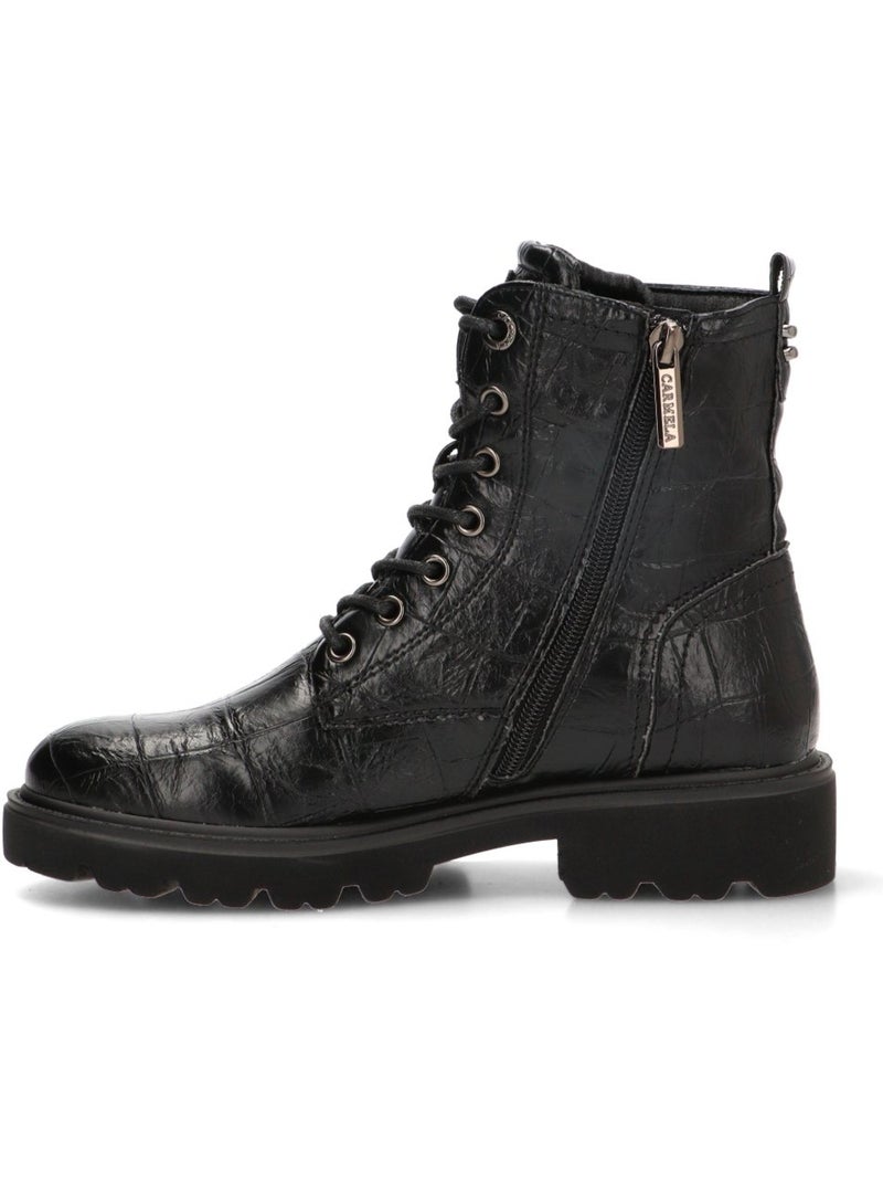 Botin militar mujer suela plana - carmela Negro - Kiabi