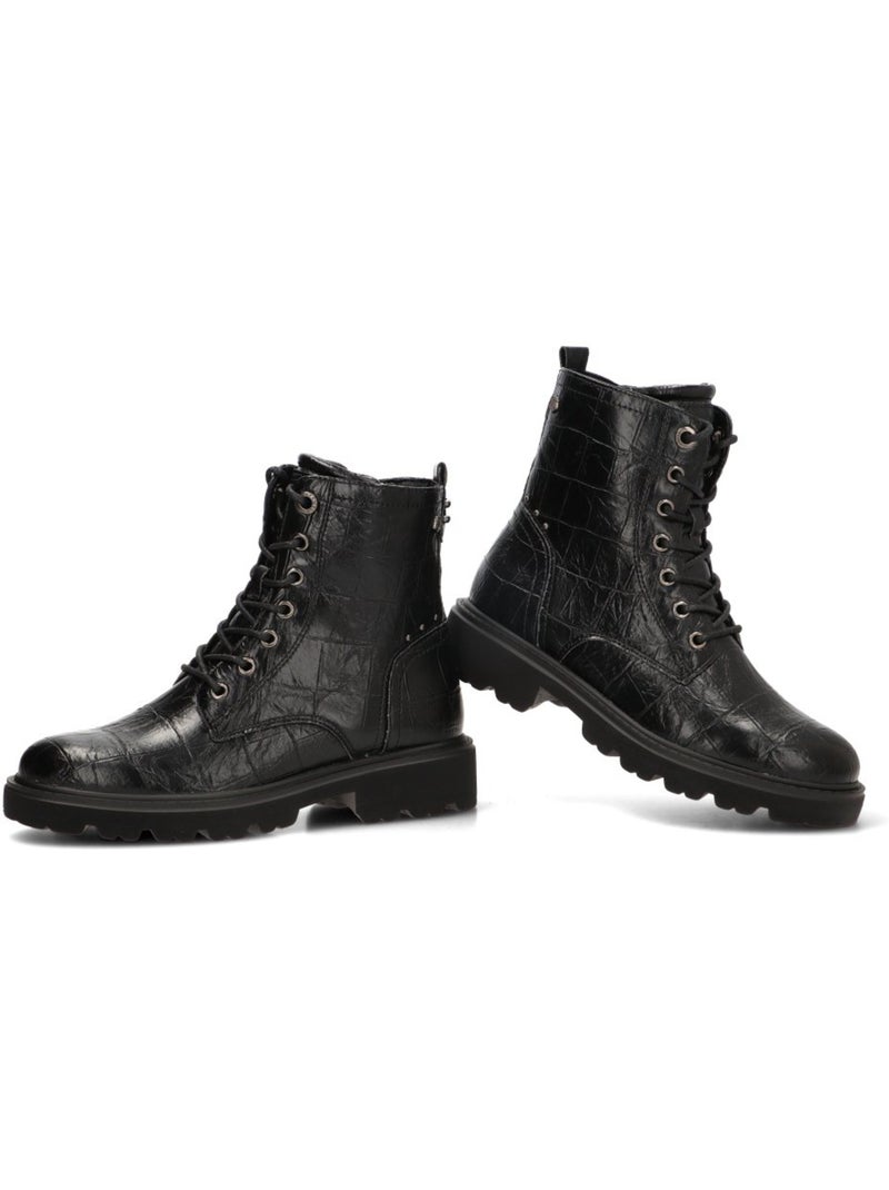 Botin militar mujer suela plana - carmela Negro - Kiabi