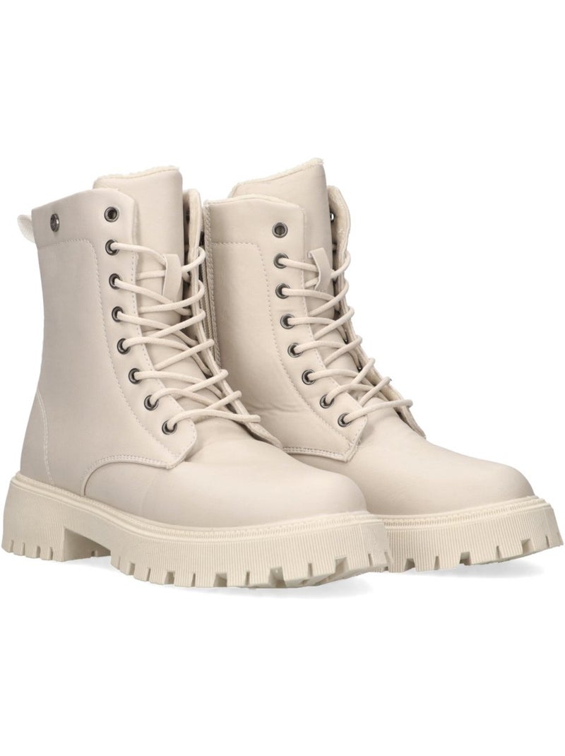 Botin Militar Mujer Suela Plana - Etika Beige - Kiabi