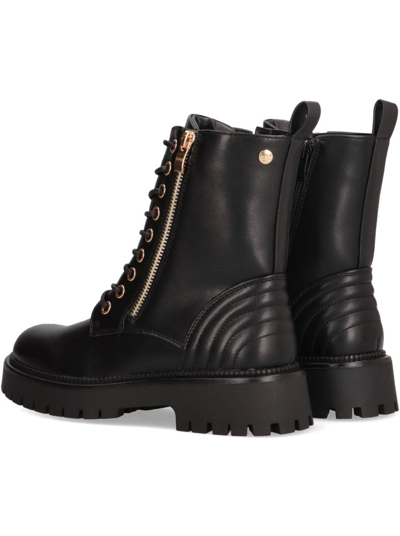 Botin Militar Mujer Suela Plana - Etika Negro - Kiabi