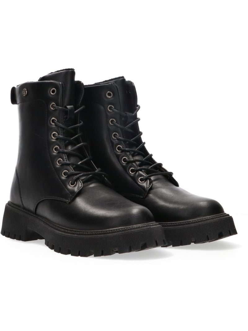 Botin Militar Mujer Suela Plana - Etika Negro - Kiabi