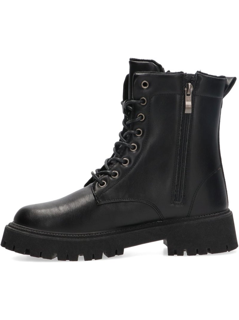 Botin Militar Mujer Suela Plana - Etika Negro - Kiabi