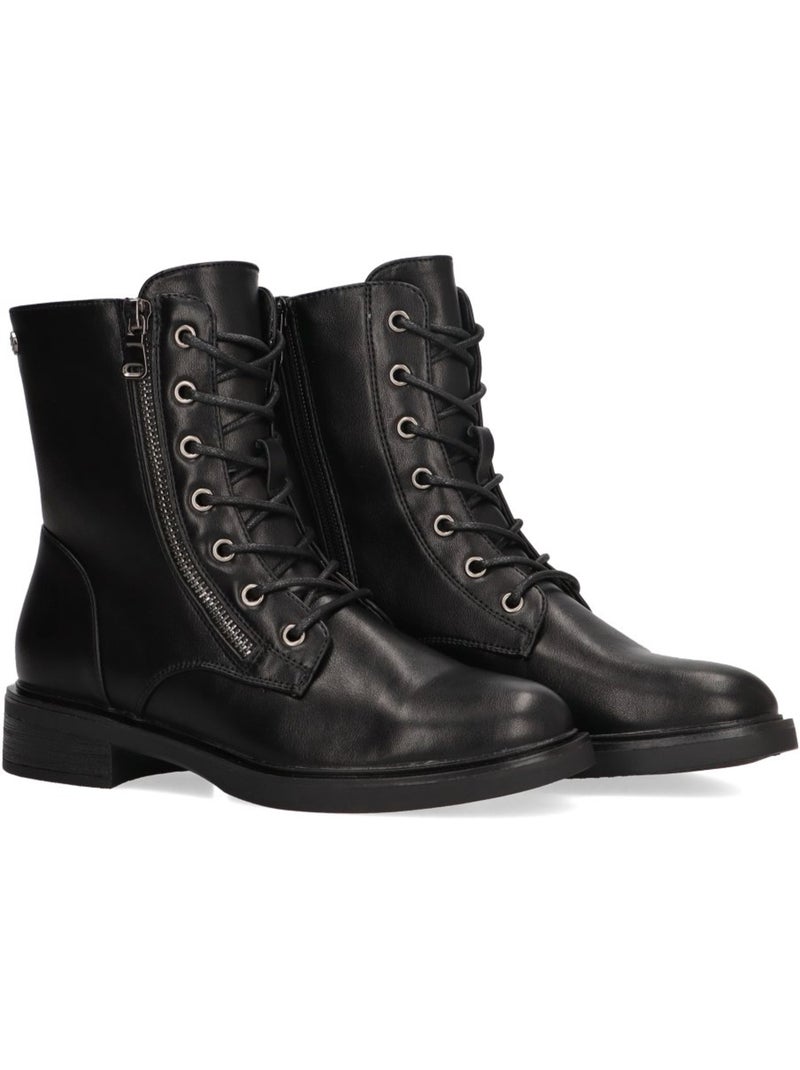 Botin Militar Mujer Suela Plana - Etika Negro - Kiabi