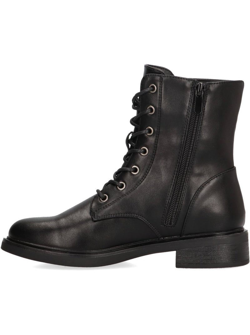 Botin Militar Mujer Suela Plana - Etika Negro - Kiabi