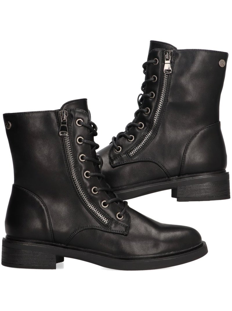 Botin Militar Mujer Suela Plana - Etika Negro - Kiabi